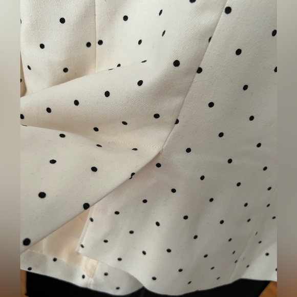Cream and black polka dot blazer with piping and gold buttons. Size 4. - Picture 13 of 16